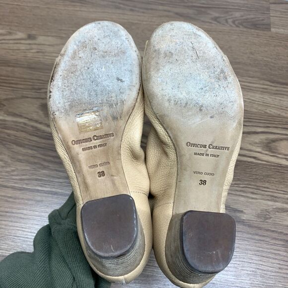 Officine Creative Women's Leather Block Sandals Heels Neutral Color 8 - Picture 9 of 12